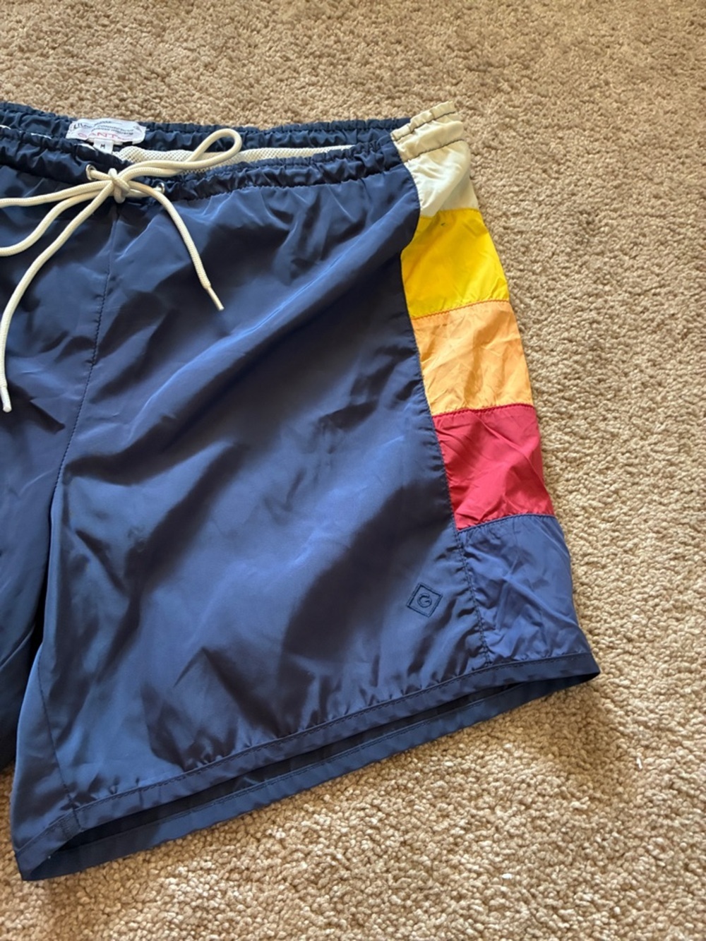 Free Fly New Haven Board Shorts Navy Blue Rainbow Stripe Size M - Picture 3 of 6
